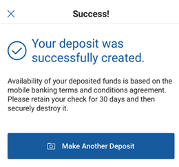 Successful Deposit